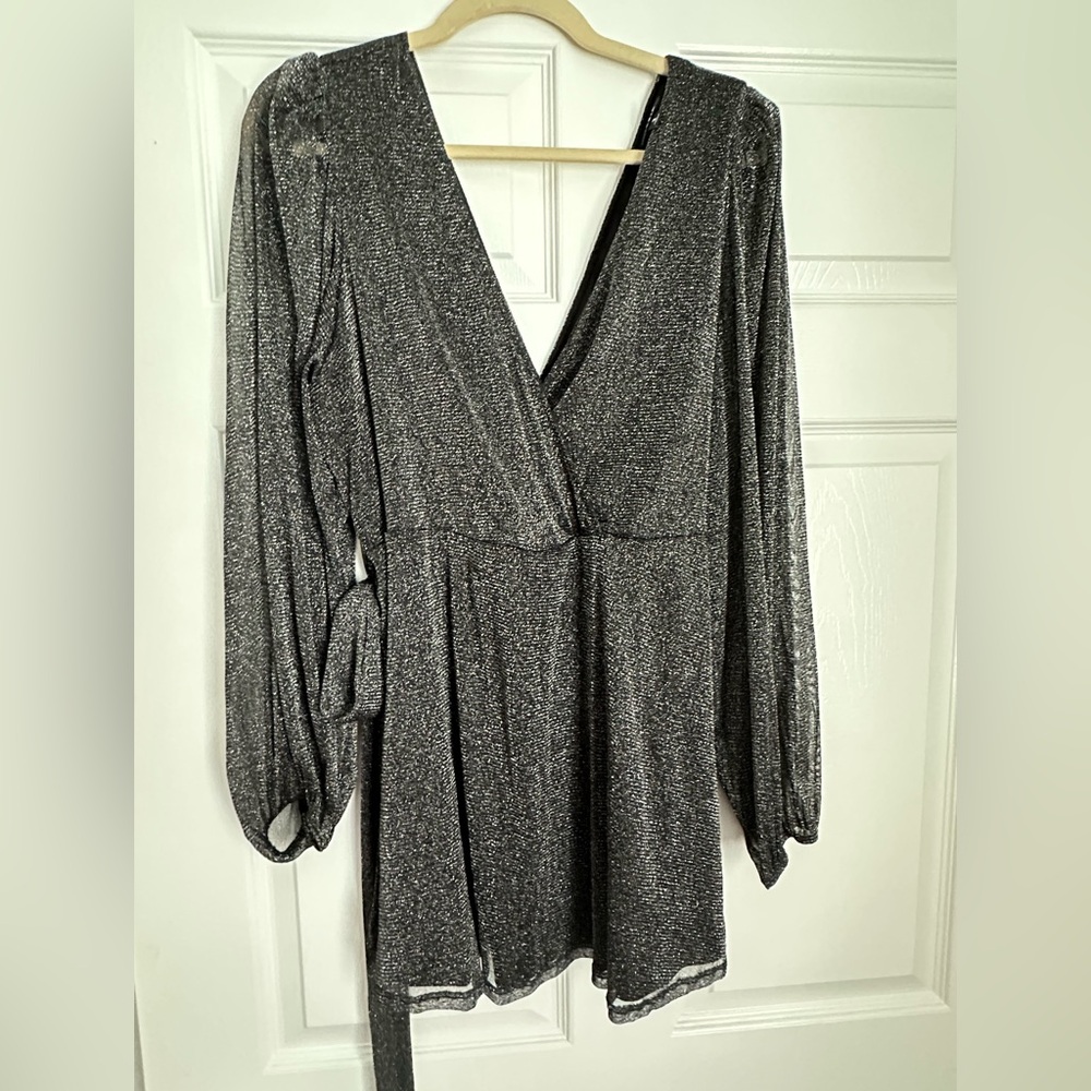Torrid Black Shimmer Long Sleeve Dress
